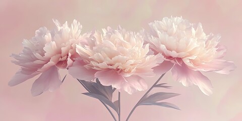 Soft, delicate pink peonies on a light pink background, with a soft focus and gentle light.