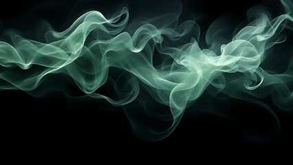 Obraz premium A mesmerizing display of swirling green smoke against a black background, creating an ethereal and abstract visual effect