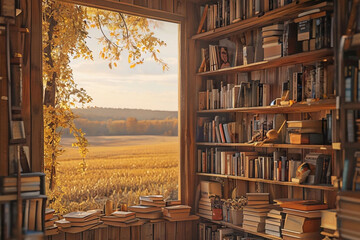 Fototapeta premium A Fall Bookshop Escape