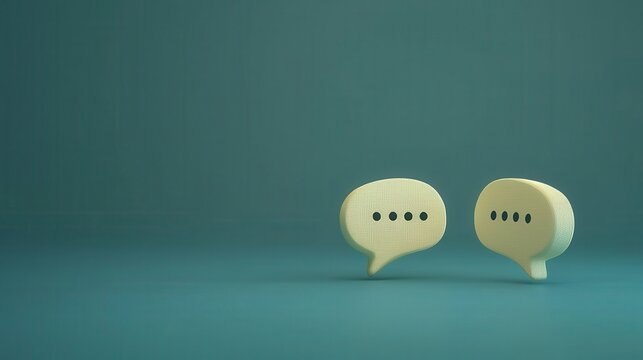 3D online support chat opens revealing a positive conversation, on an isolated background