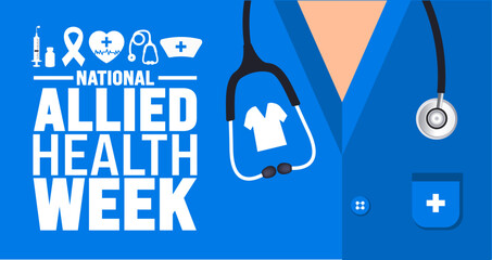 National Allied Health Week background or banner design template is observed every year in November. Holiday concept. Template for card, poster, placard, template.