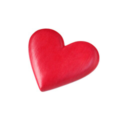One red decorative heart isolated on white