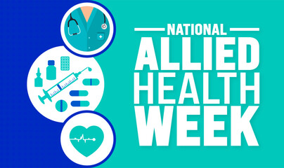 National Allied Health Week background or banner design template is observed every year in November. Holiday concept. Template for card, poster, placard, template.