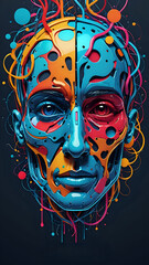 Abstraktion Selbstporträt eines neuronalen Netzes 9х16. Hintergrund für das Design 6.