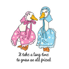 Cute friend duck with clothes vector, funny duck vector