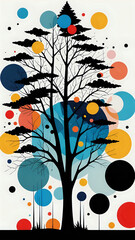  Abstraktion Collage Landschaft im Vektor-Stil 9х16. Hintergrund f&uuml;r das Design 2.