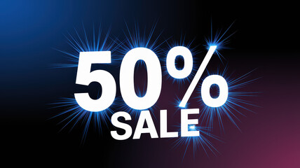 50% discount sale promotional banner, vibrant and eye-catching design