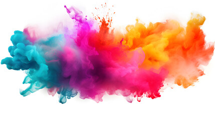 Exploding Rainbow Color Powder Isolated on White | Abstract Color Burst