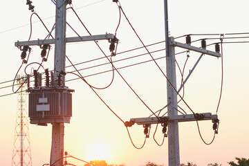 High Current AC Transformers Transferring electrical power to the user through distribution transformers on the poles.