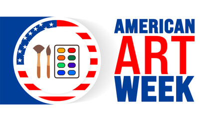 Fototapeta premium American Art Week background or banner design template is observed every year in November. Holiday concept. Template for card, poster, placard, template.