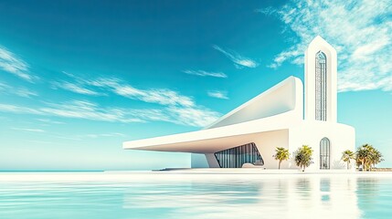 Naklejka premium Modern Architectural Design Under Clear Blue Sky