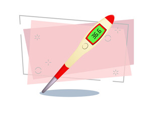 Digital medical thermometer vector. Medical exam, diagnostic tool, diagnosis. Thermometer concept. Vector can be used for topics like healthcare, medicine, electronic devices