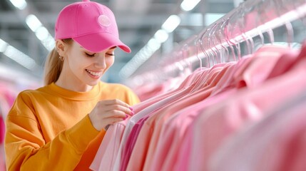 Shoppers grabbing items from a heavily discounted clearance rack, with a sense of urgency and excitement