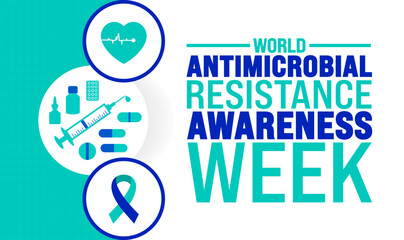 World Antimicrobial Resistance Awareness Week background or banner design template is observed every year in November. Holiday concept. Template for card, poster, placard, template.