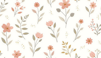 seamless floral with leaves - color palette background 3