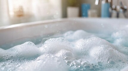 Fototapeta premium a bubble bath filled with frothy bubbles, representing relaxation and self-care