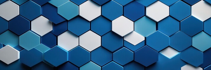 Fototapeta premium Abstract Blue and White Hexagon Pattern Background Modern Geometric Design