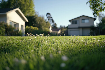 Overgrown lawn in the backyard