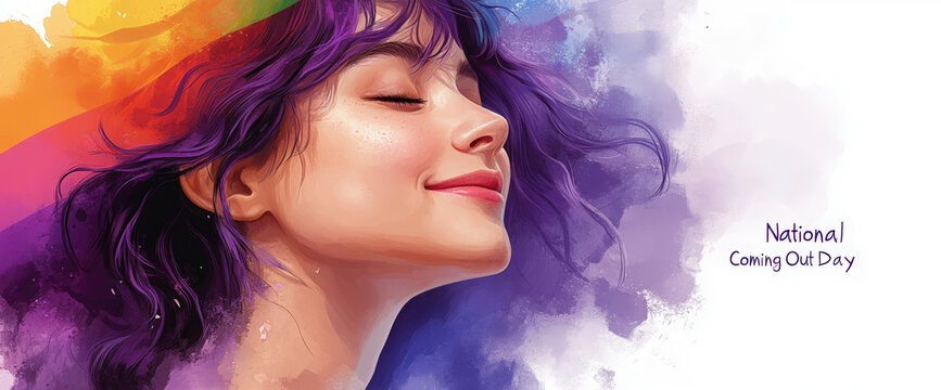 Celebrating National Coming Out Day with vibrant colors and joyful expression of identity