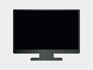 Flat icon of gray monitor. Vector on a gray backgroundor 