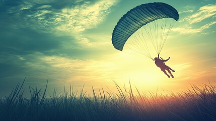Adventure in the Sky: Paraglider at Sunset