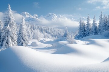 Winter season background with full of snow