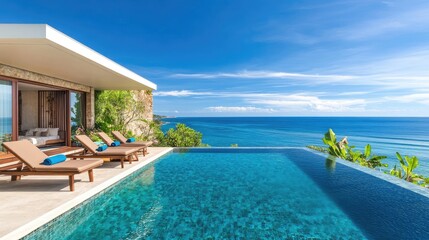 Fototapeta premium Luxury Villa with Infinity Pool and Ocean View