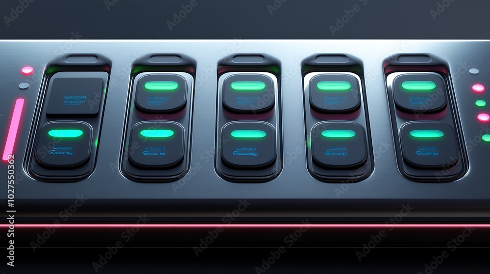 Poster Futuristic interface with glowing buttons.
