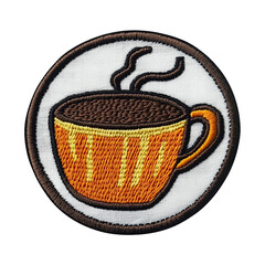Coffee Design Embroidered Patch isolated on transparent background