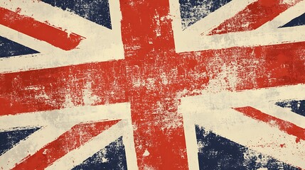 Fototapeta premium Grunge British flag with red, white and blue colors.