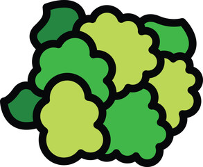 Green cauliflower florets are forming a round shape, with some leaves visible on the side