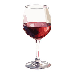 red wine in watercolor illustration style, isolated vector on white background