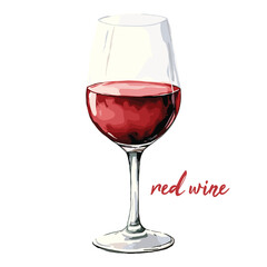 red wine in watercolor illustration style, isolated vector on white background