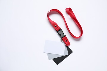 White balance calibration cards on white background, top view