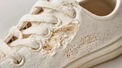 Obraz premium Worn-out White Shoe with Damage and Texture Detail