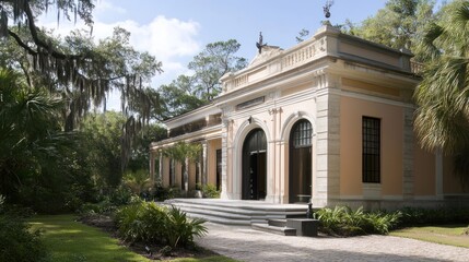 Obraz premium Architectural preservation efforts on a colonial-era building, blending history with modern techniques.