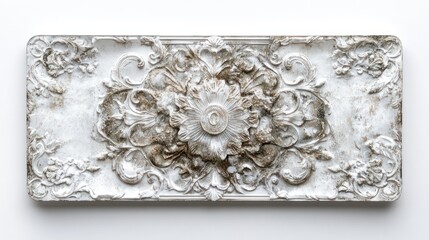 Obraz premium A banknote mold plate showcasing intricate security elements, sharply isolated from a bright white background.