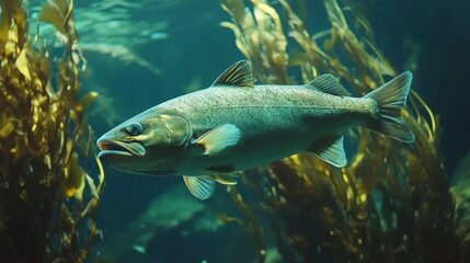Fototapeta premium Underwater Freshwater Fish in a Lush Aquatic Environment