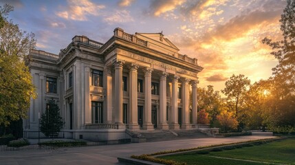 Obraz premium A national landmark designed with classical architectural elements, displaying the grandeur of the era.