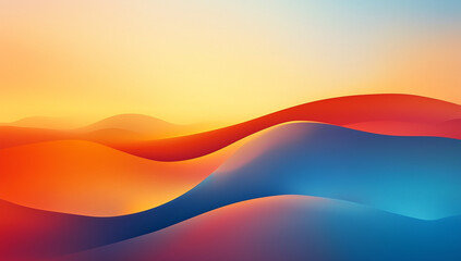 Abstract vector background with a colorful gradient of orange, blue, and red colors, in a minimalistic style with simple shapes.