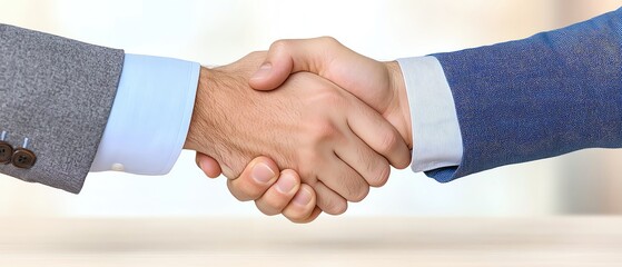 Obraz premium A closeup of two hands shaking across a table in a consulting meeting, handshake, business agreement