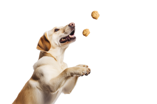 Playful Labrador Retriever Catching Treats 