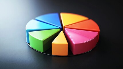 Fototapeta premium Colorful Pie Chart Segments on Dark Background