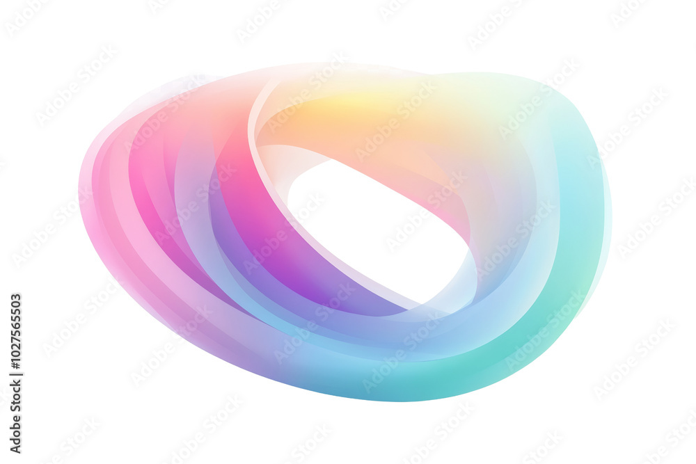 Fototapete abstract colorful swirl shape design with soft gradients on a white isolated background.