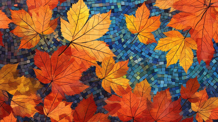 a scene of falling leaves in autumn with a breezy breeze