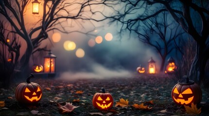 halloween pumpkin in the forest