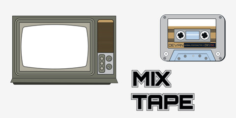 Fototapeta premium Set of retro stickers. Vector illustration