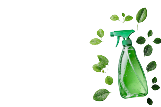 Eco-Friendly Cleaning Spray Bottle with Green Leaves 