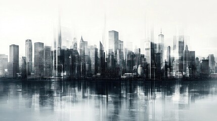 Fototapeta premium Modern wall mural with abstract cityscape, perfect for adding a sophisticated urban touch to your living space.