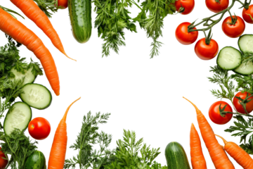 Fresh vegetables arranged in a circular frame, ready for your culinary creations or healthy recipes.